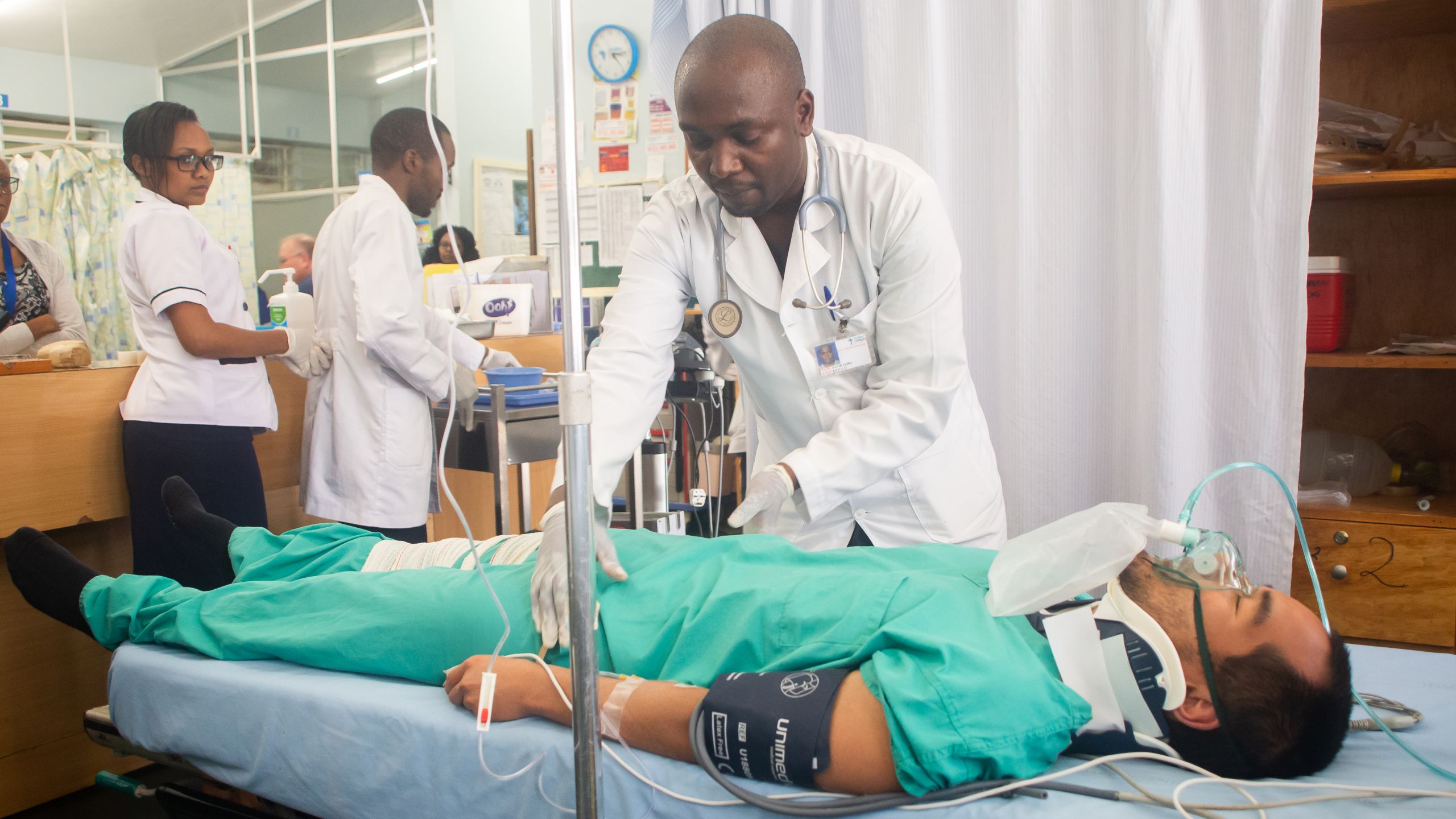  Staff at AIC Kijabe Hospital during an in-house training on emergency medical response.