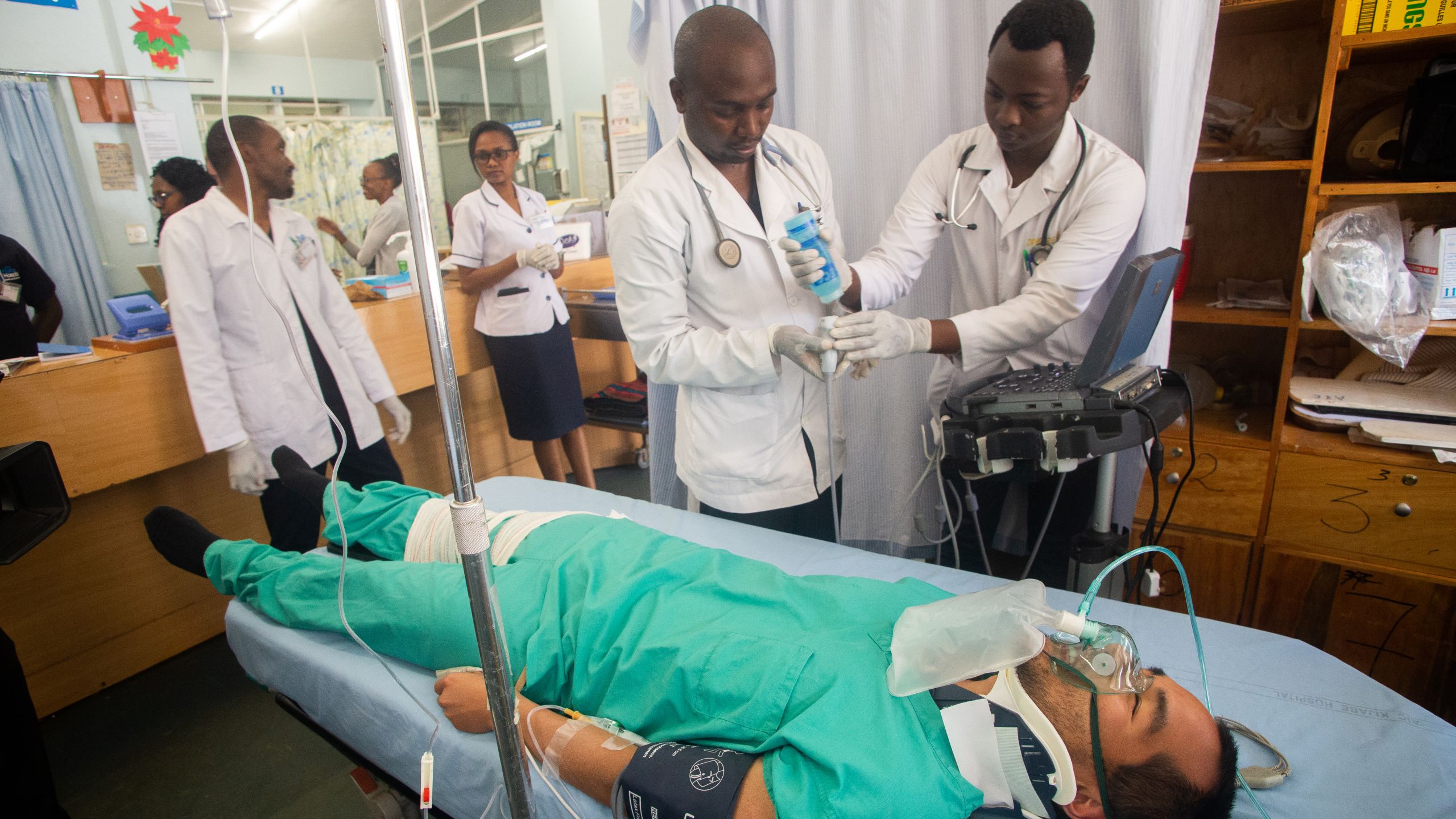 Staff at AIC Kijabe Hospital during an in-house training on emergency medical response.